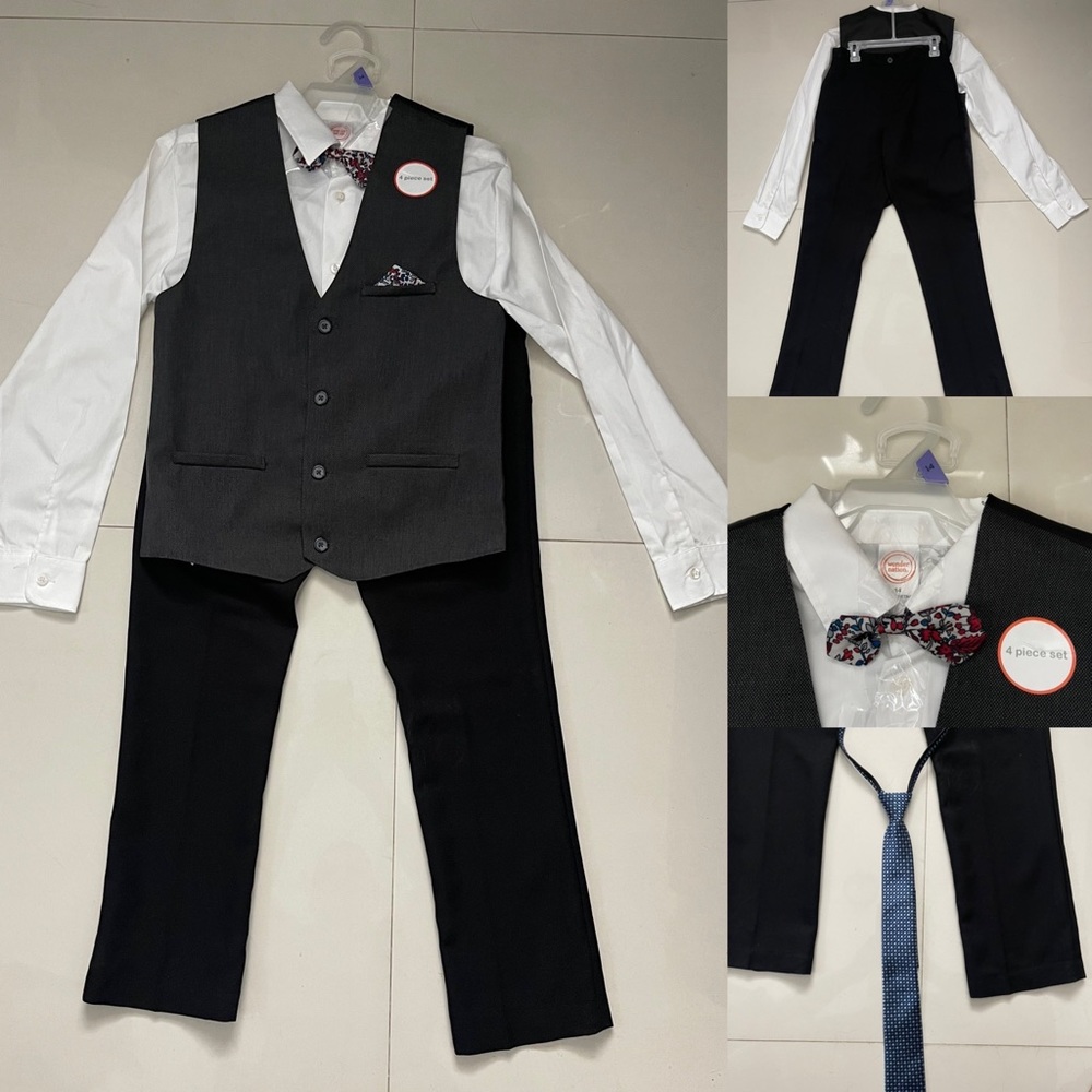 Size 14 Formal vest bow tie & tie pants combo set